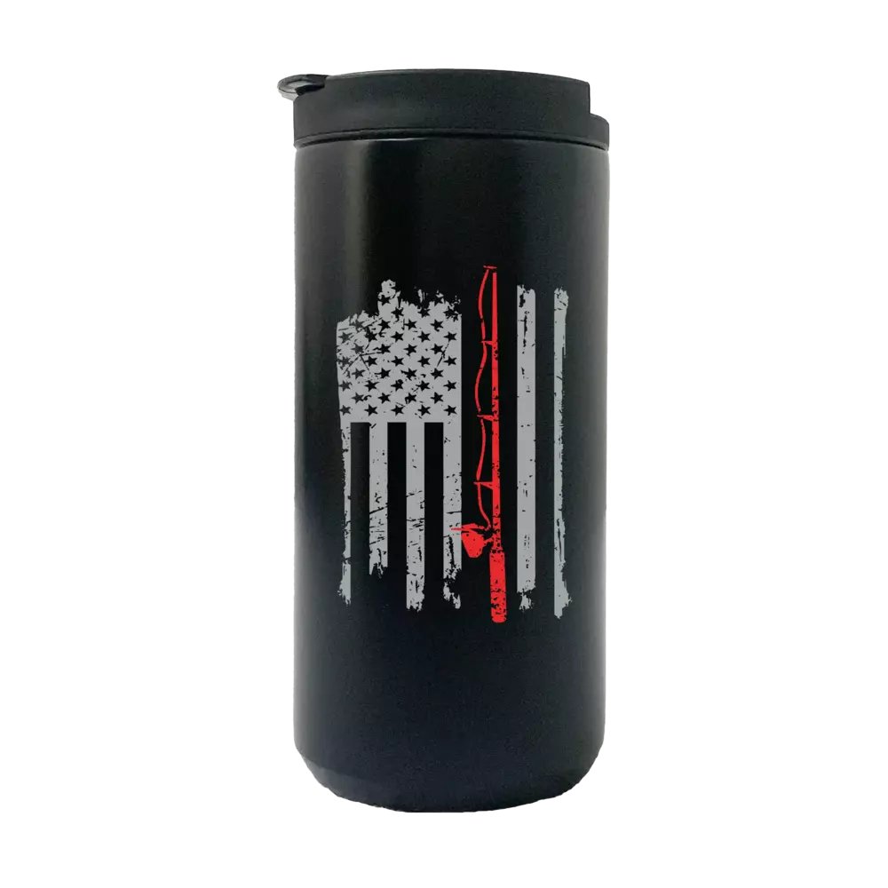 Patriotic American Flag Fishing Rod 14oz Insulated Coffee Tumbler
