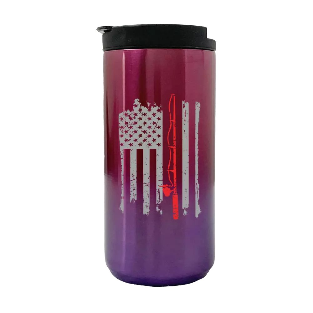 Patriotic American Flag Fishing Rod 14oz Insulated Coffee Tumbler